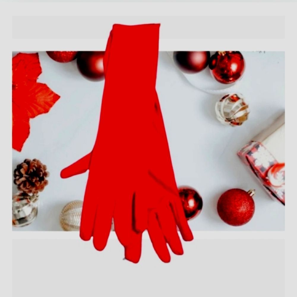 💟Red arm length gloves
